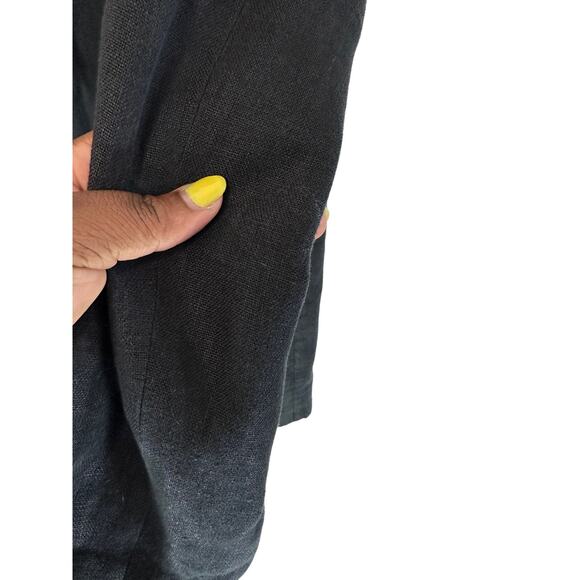 AYR Black Basic Lagenlook Coastal Granmda Relaxed The Rumpled Linen Blazer 6 - Picture 8 of 13